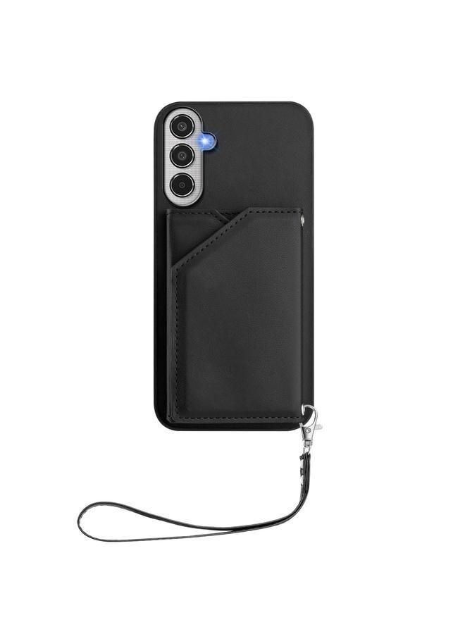اس-توب جراب لهاتف Samsung Galaxy M35 Skin Feel مع أربع فتحات للبطاقات وحزام معصم - Image 2