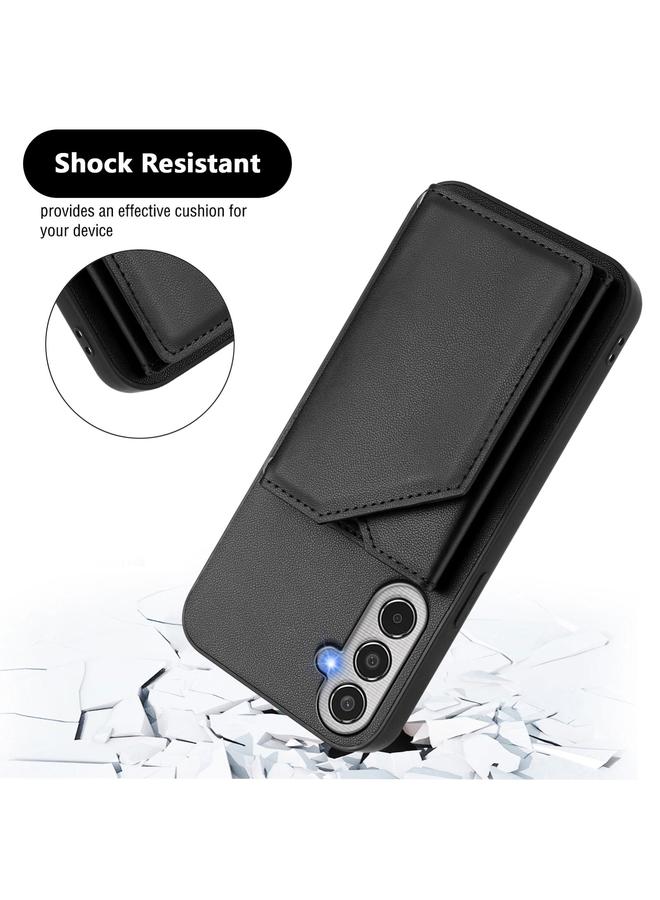 اس-توب جراب لهاتف Samsung Galaxy M35 Skin Feel مع أربع فتحات للبطاقات وحزام معصم - Image 3