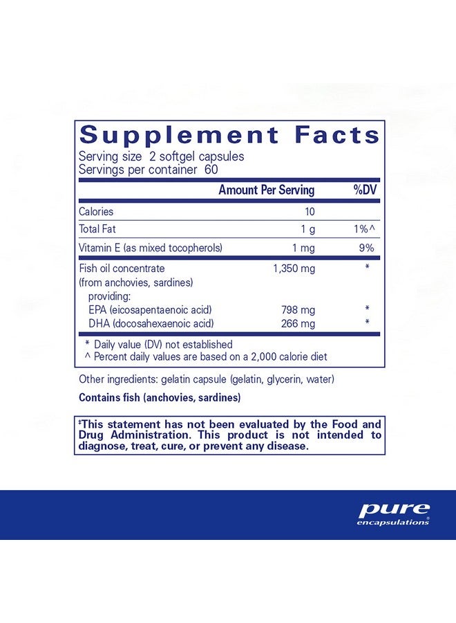 Pure Encapsulations EPA Ultimate - مركّز زيت السمك EPA المستخرج بتقنية ثاني أكسيد الكربون فوق الحرج الصديق للبيئة - 120 كبسولة هلامية ناعمة - Image 2