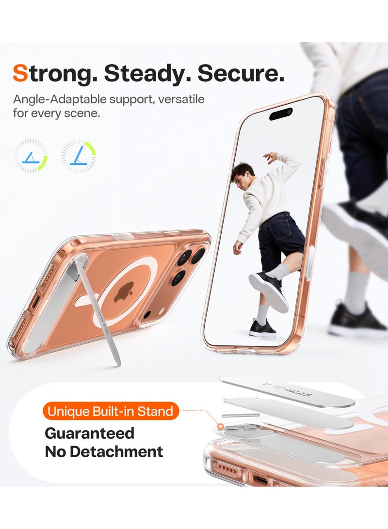 TORRAS P-Stand Series iPhone 17 Pro Max Clear Case – Magnetic Kickstand, 18N Mag, 12FT Mil-Grade - Clear - Image 5