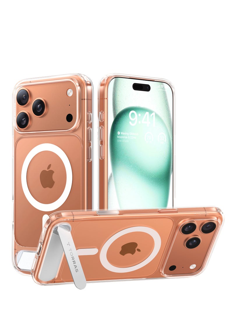 TORRAS P-Stand Series iPhone 17 Pro Max Clear Case – Magnetic Kickstand, 18N Mag, 12FT Mil-Grade - Clear - Image 1