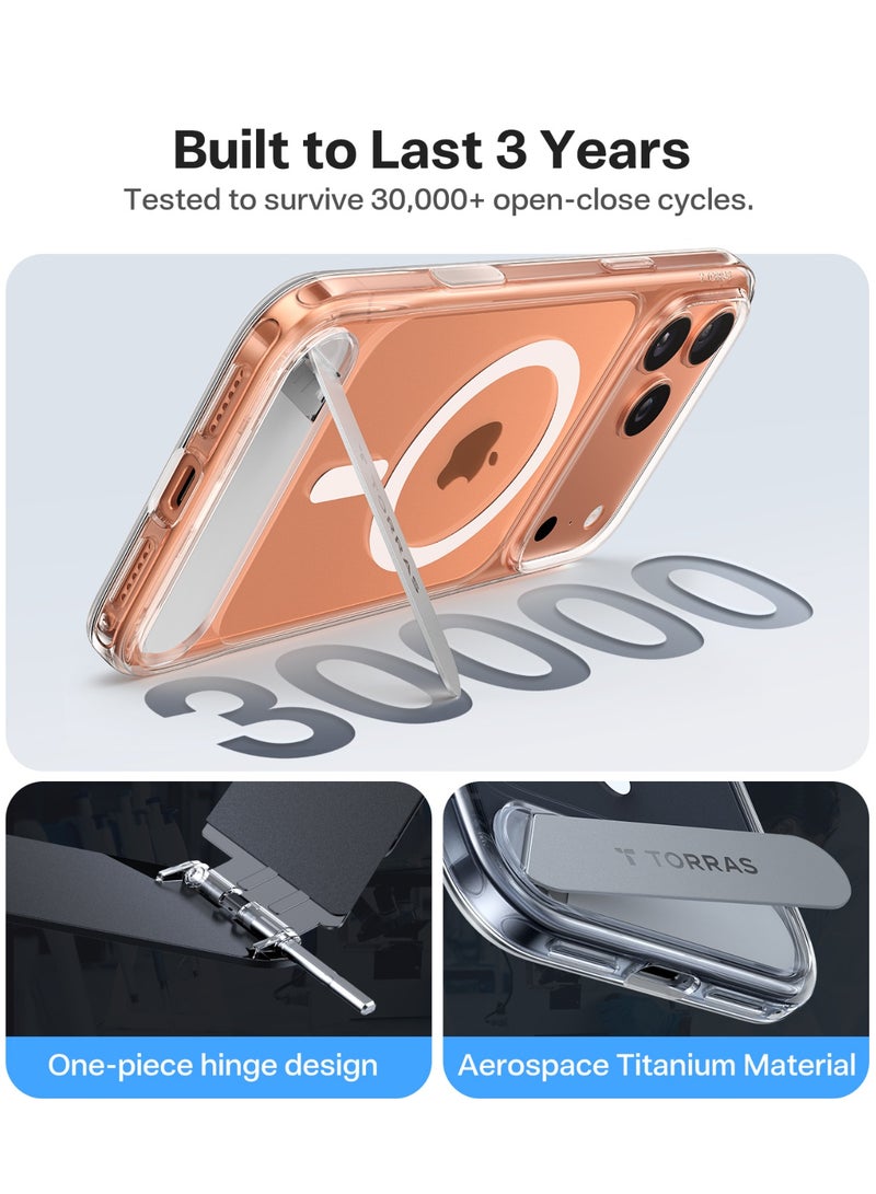 TORRAS P-Stand Series iPhone 17 Pro Max Clear Case – Magnetic Kickstand, 18N Mag, 12FT Mil-Grade - Clear - Image 3