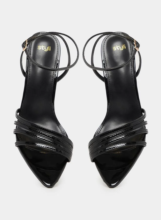 Styli Strappy High Heel Sandals with Buckle Closure