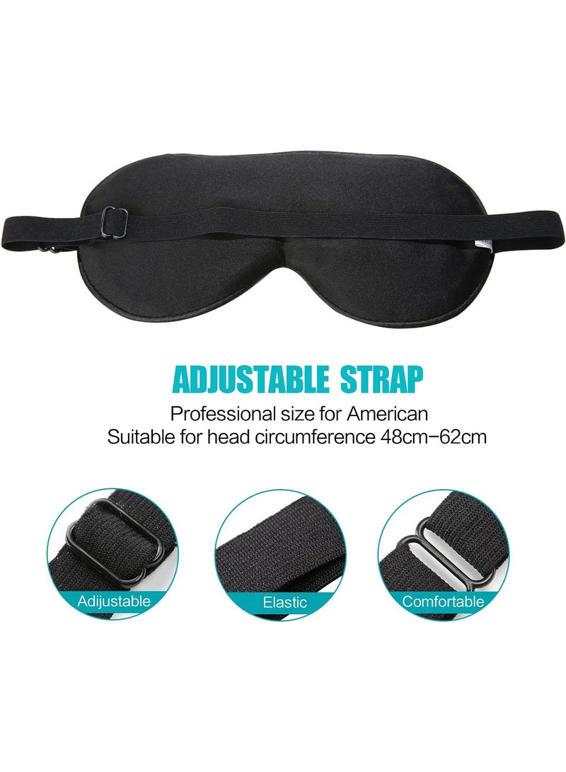 2Pack Sleep Masks Soft Sleep Eye Mask with Adjustable Strap for Sleeping Darkening Eye Sleep Shade Cover Black - Image 3