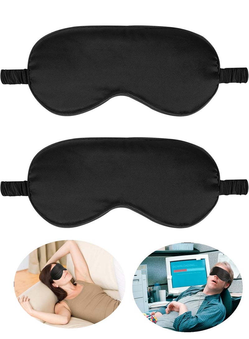 2Pack Sleep Masks Soft Sleep Eye Mask with Adjustable Strap for Sleeping Darkening Eye Sleep Shade Cover Black - Image 1