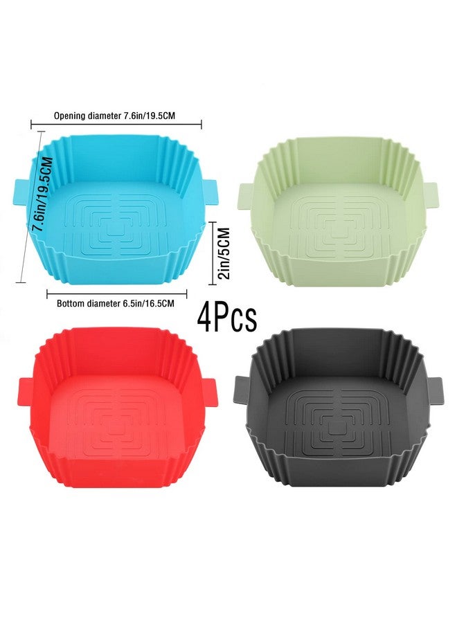 LYHOLKEER LYHOLKEER Silicone Air Fryer Liners,4pcs Reusable Liners Square,Food Safe Air Fryers Oven Accessories,replacement Of Flammable Parchment Liner Paper,Silicone Baking Tray Pots (Blue, Green, Grey, Red) - Image 4
