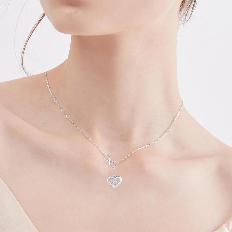ONEFINITY Store Paw Print Necklace 925 Sterling Silver Cat Dog Paw Pendant Jewelry for Women Pet Lover Gifts - Image 1
