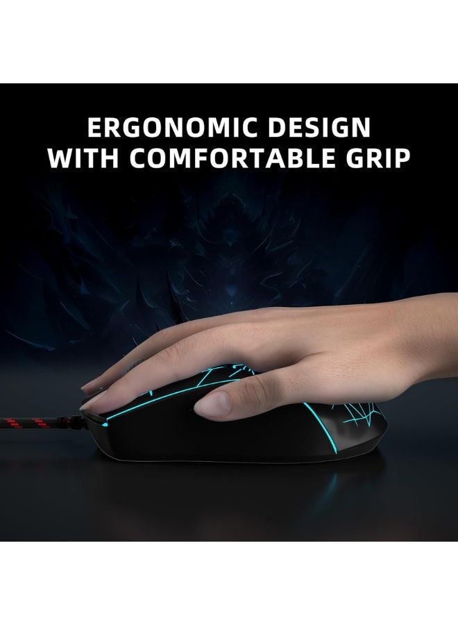 MageGee Gaming Mouse Wired G6, Ergonomic USB Optical Mouse with 7 Colors Breathing LED Backlit, 6 Adjustable DPI Levels from 600 to 3200 for Laptop PC Computer Games & Work, Black - Image 5
