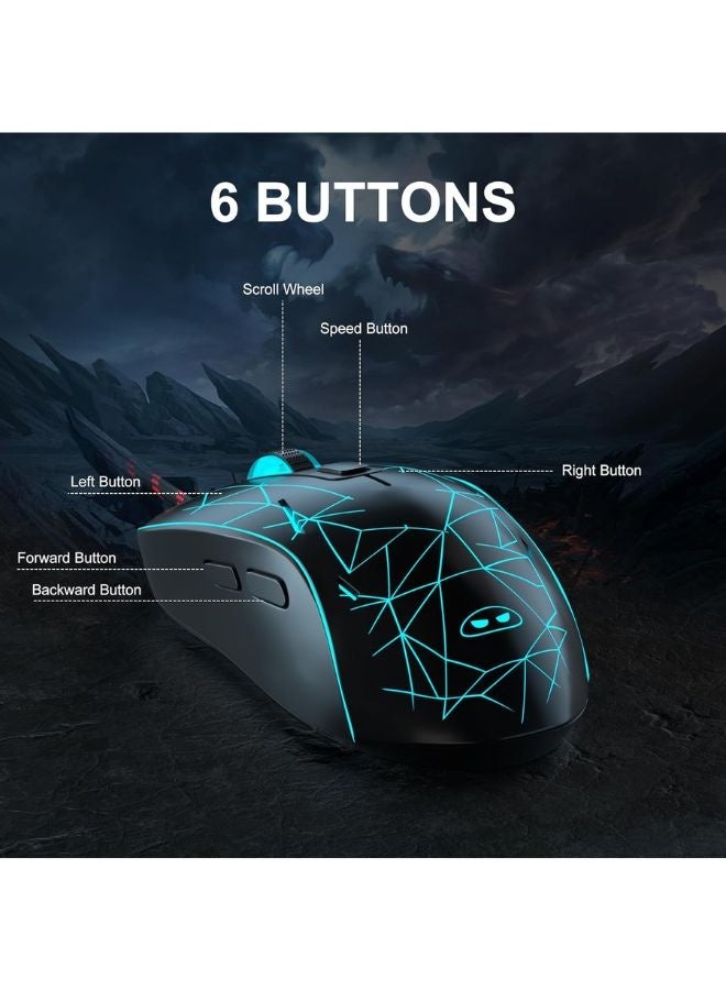 MageGee Gaming Mouse Wired G6, Ergonomic USB Optical Mouse with 7 Colors Breathing LED Backlit, 6 Adjustable DPI Levels from 600 to 3200 for Laptop PC Computer Games & Work, Black - Image 3