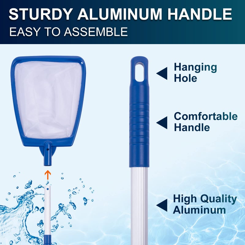 POOLAZA Hot Tub Skimmer Net Handheld, Professional Pool, Spa, Pound Skimmer Net with Aluminum Pole Handle, Deep Ultra Fine Mesh Netting Small Pool Skimmer Net, Upgrade Durable Hot Tub Net Hand Skimmer - Image 4