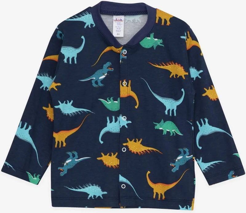 بريز Baby Boy Pajama Set, Colorful Dinosaur Patterned, 4 Months - 1 Year Old, Navy Blue