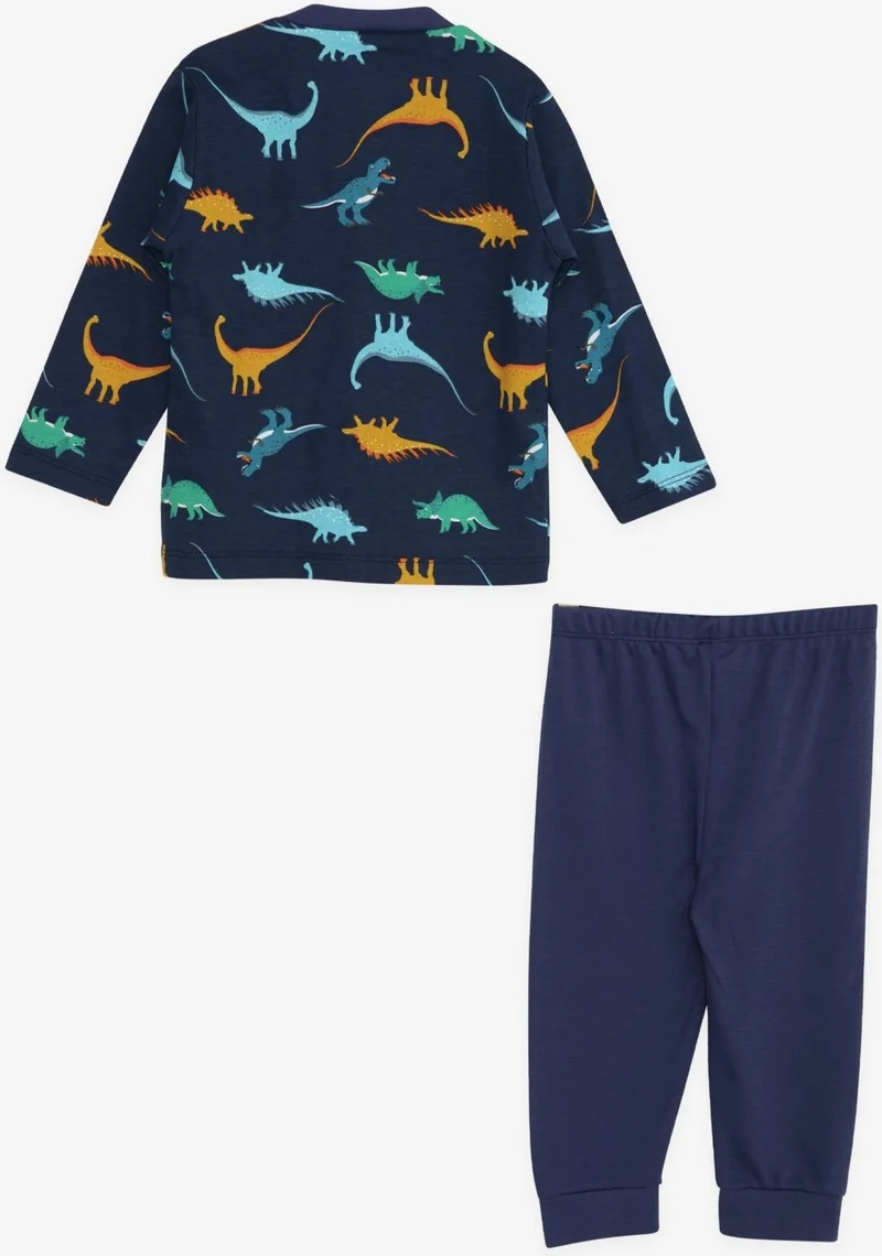بريز Baby Boy Pajama Set, Colorful Dinosaur Patterned, 4 Months - 1 Year Old, Navy Blue