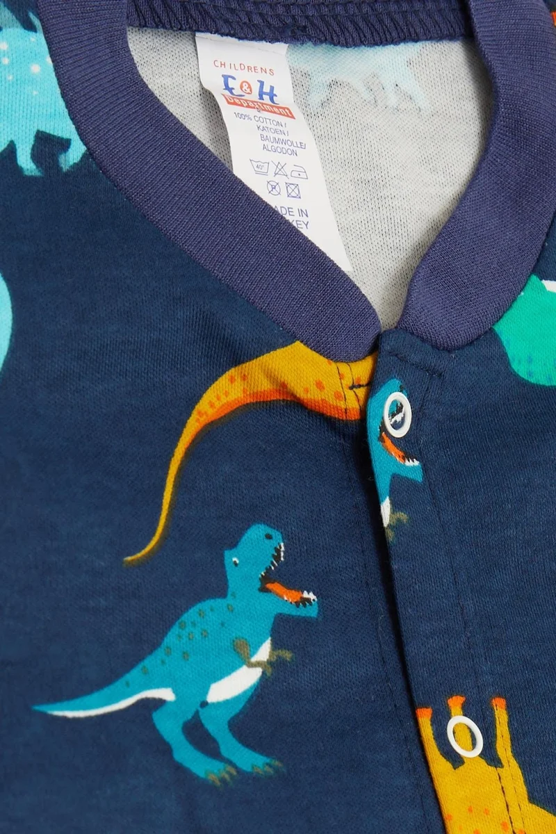 بريز Baby Boy Pajama Set, Colorful Dinosaur Patterned, 4 Months - 1 Year Old, Navy Blue