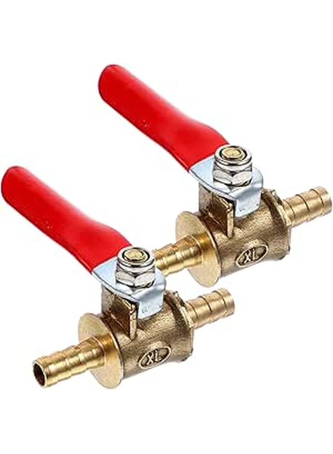 Brass Ball Valves 6mm Barb Shut Off For Air Water Gas Fuel Lines Red Handle - Image 1