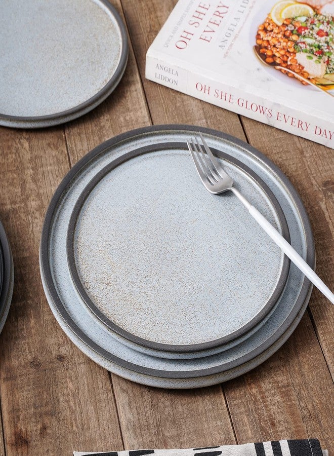 Stone Lain Vince Rustic Stoneware Dinner Plate Set, 4 Count, Grey - Image 5