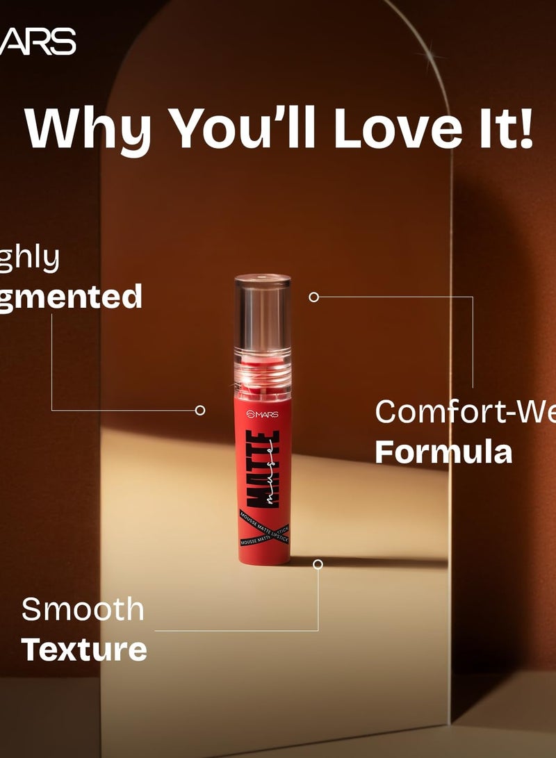 Mars Matte Muse Mousse Lipstick 3ml 09 Super Star, Smooth, Hydrating, Highly Pigmented 09-SUPER STAR - Image 2