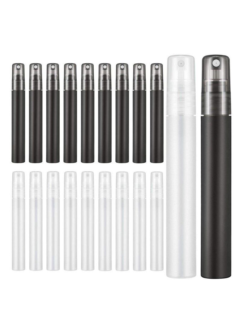 SYOSI زجاجة رذاذ عطر قابلة لإعادة التعبئة، زجاجة رذاذ بلاستيكية صغيرة محمولة فارغة، زجاجة عطر للسفر، أداة مكياج، 20 قطعة 10 مل (أسود وأبيض) - Image 1