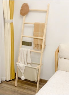 Jourvent 5-Tier Blanket Ladder Shelf, Decorative Quilt Rack, Farmhouse Style Ladder Organizer for Living Room & Bedroom, Oak Brown  - Image 2