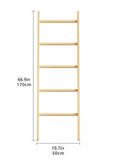 Jourvent 5-Tier Blanket Ladder Shelf, Decorative Quilt Rack, Farmhouse Style Ladder Organizer for Living Room & Bedroom, Oak Brown  - Image 3