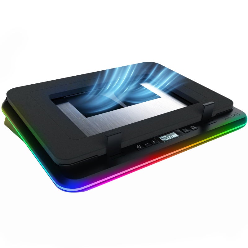 KLIM Turbofrost Base Cooling Laptop - 4 Turbo Fans Up to 4 x 4000 RPM, USB-C or DC PC Fan, RGB, 4 USB Ports, Sealed Foam, Fast Cooling Compatible up to 17 - Image 1