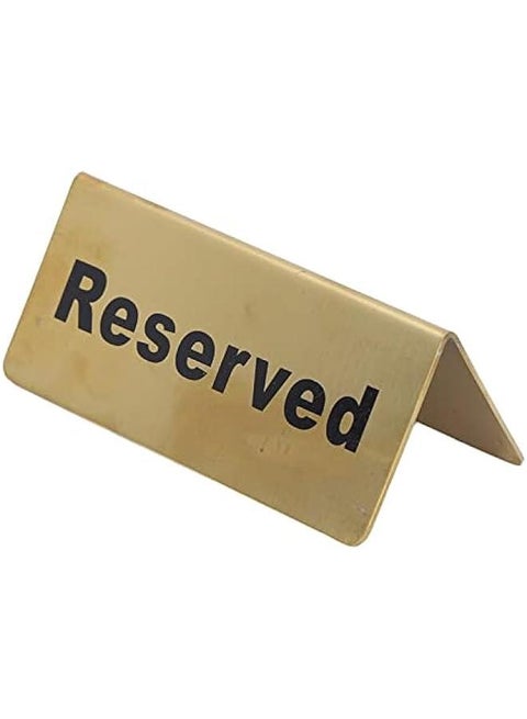 Table Signs, Double Sided Space Saving Gold Tabletop Sign, Tent Shape, No Smoking, Reserved Table Signs for Restaurants, Bars, Cafes, Tea Rooms, Hotels(A)
