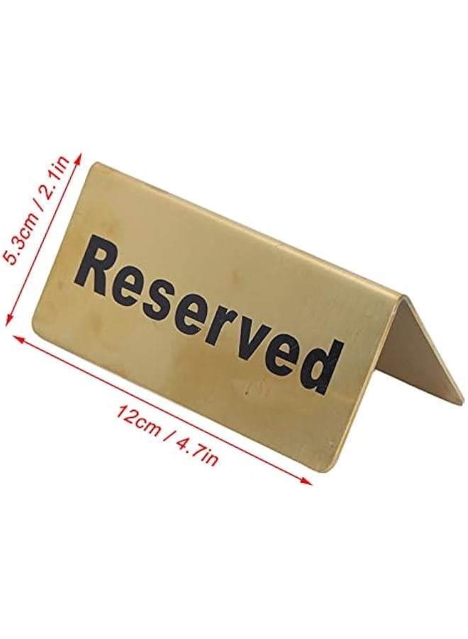 Table Signs, Double Sided Space Saving Gold Tabletop Sign, Tent Shape, No Smoking, Reserved Table Signs for Restaurants, Bars, Cafes, Tea Rooms, Hotels(A)