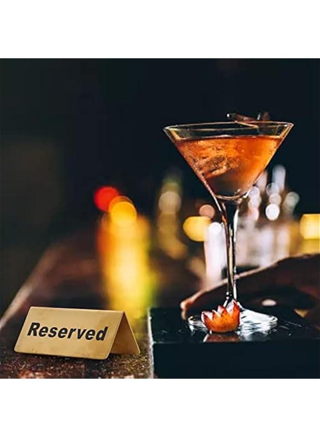 Table Signs, Double Sided Space Saving Gold Tabletop Sign, Tent Shape, No Smoking, Reserved Table Signs for Restaurants, Bars, Cafes, Tea Rooms, Hotels(A)