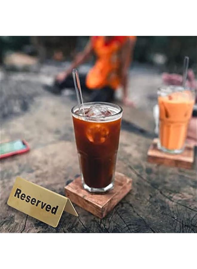 Table Signs, Double Sided Space Saving Gold Tabletop Sign, Tent Shape, No Smoking, Reserved Table Signs for Restaurants, Bars, Cafes, Tea Rooms, Hotels(A)