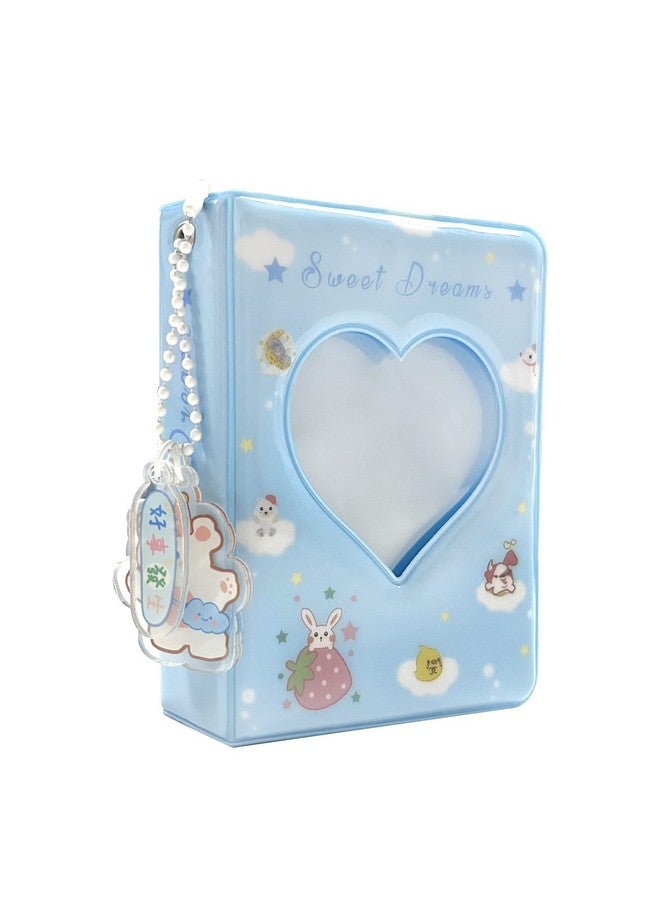 YAHUIPEIUS 3 Inch Mini Photo Album Heart Hollow Card Binder Photo Album Photo Card Holder With Pendant 40 Pockets (Blue Strawberry)  - Image 1