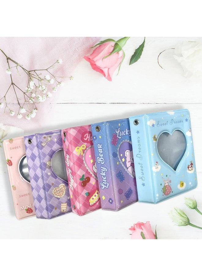YAHUIPEIUS 3 Inch Mini Photo Album Heart Hollow Card Binder Photo Album Photo Card Holder With Pendant 40 Pockets (Blue Strawberry)  - Image 5
