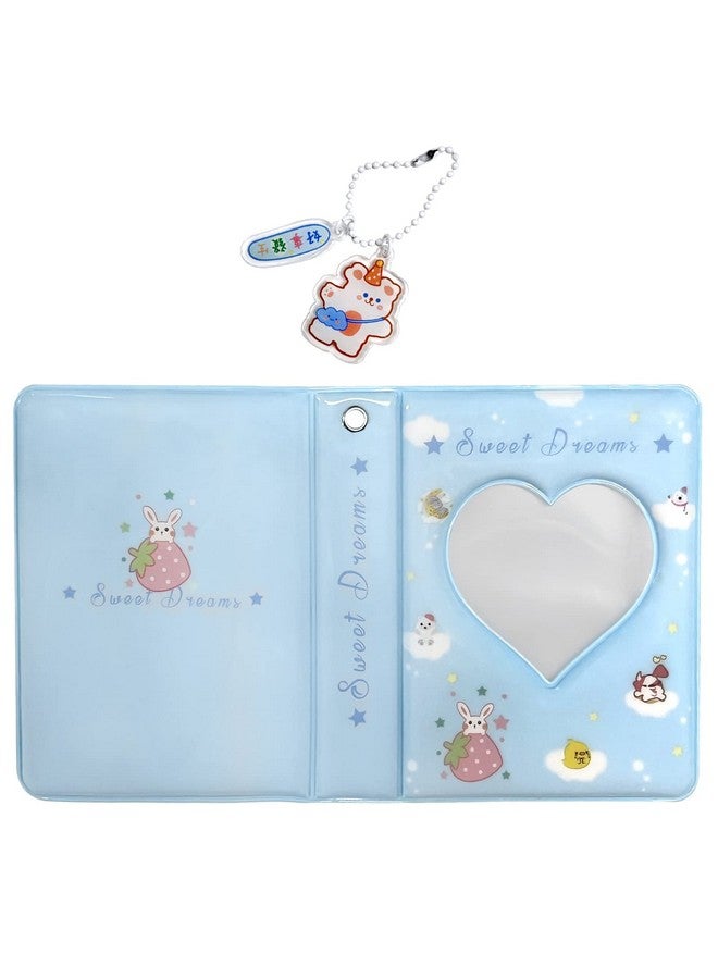 YAHUIPEIUS 3 Inch Mini Photo Album Heart Hollow Card Binder Photo Album Photo Card Holder With Pendant 40 Pockets (Blue Strawberry)  - Image 3