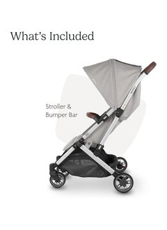 UPPAbaby Minu V2 Stroller Lightweight Compact Stroller For Travel Charlotte Coastal Blue Melange With Carbon Frame And Saddle Leather – Portable, Upf 50+ Canopy, One - Step Fold  - Image 2