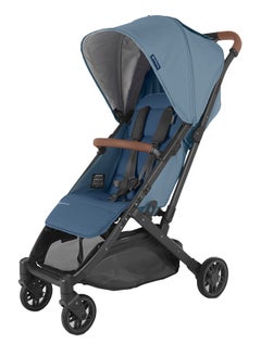 UPPAbaby Minu V2 Stroller Lightweight Compact Stroller For Travel Charlotte Coastal Blue Melange With Carbon Frame And Saddle Leather – Portable, Upf 50+ Canopy, One - Step Fold  - Image 1