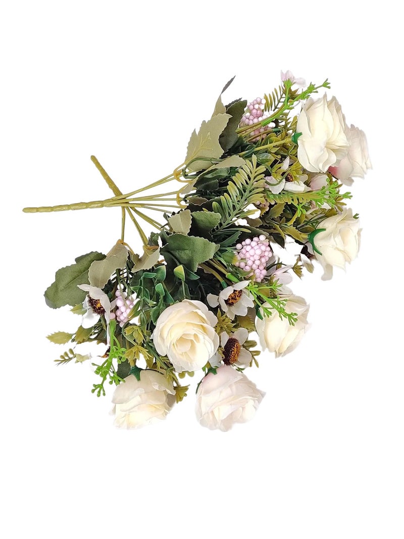 ARTSY® Artificial Flowers for Decoration Rose Flower Bunch for vase/Pot, Home/Office Decor, Gift, Artificial Plant, Craft, Without Vase, Pack of 2 Piece, Cream, 35 cm Height - Image 4
