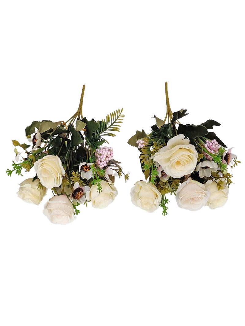 ARTSY® Artificial Flowers for Decoration Rose Flower Bunch for vase/Pot, Home/Office Decor, Gift, Artificial Plant, Craft, Without Vase, Pack of 2 Piece, Cream, 35 cm Height - Image 5