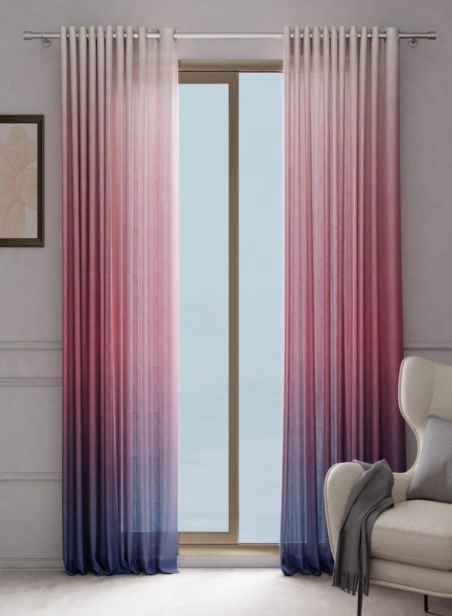 Stoa Paris Sheer Ombre Printed Long Door Curtain, Aesthetic Curtain with Easy Grommet Installation, Light Filtering, Home Decor, Bedroom, Balcony, Living Room, Set of 1 Parda, Rose Tint Horizon - Red - Image 4