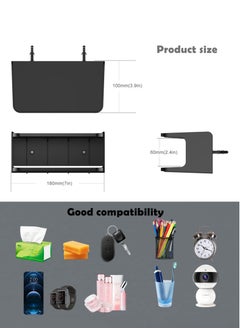 Excefore Bedside Shelf Accessories Organizer ,Maximize Your Space for Bedroom Bedside Wall Organizer Universal Bedside Shelf Wall Mount for Glasses/Remote/Earphone/Cell Phone(Black)  - Image 2