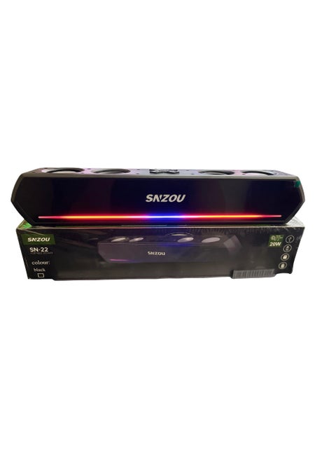 SNZOU SN-22 Wireless Bluetooth Speaker with 360-degree Surround Sound, 1800mAh Battery, 4 Hours of Playtime, 20W x 2 Output, Bass, Connection Range up to 10 Meters - RGB