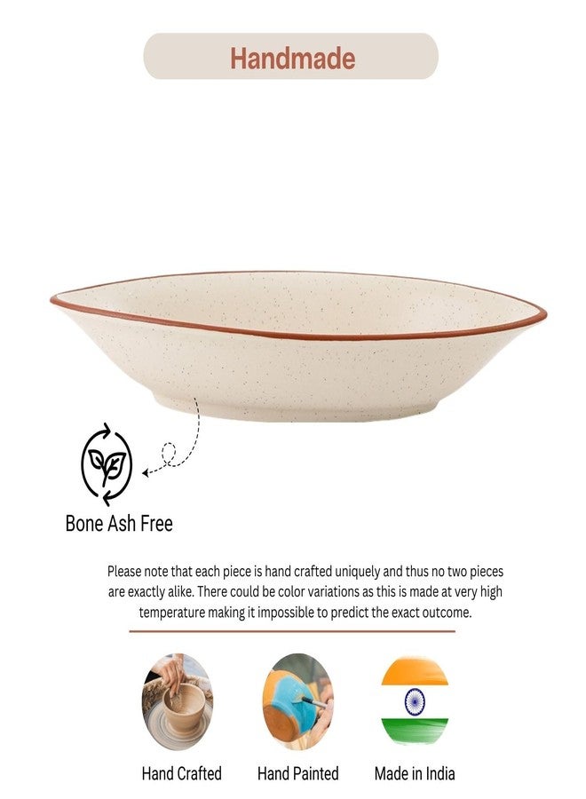 VarEesha White Matt Hand-Made Ceramic Boat Serving Bowl | Microwave Safe Bowl Serving Bowl for Snacks, Pasta, Rice, Dal, Fruits, Salad, Noodles | Hand Crafted Stoneware Serving Dish Lead Free - Image 5
