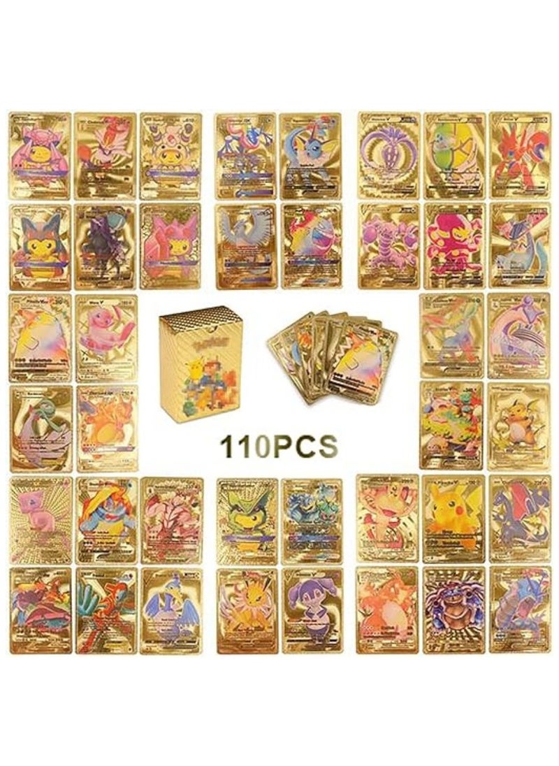 Pokemon TCG صندوق لعب بوكيمون تي سي جي مكون من 110 قطعة مع مجموعة بطاقات بوك جولد فويل المتنوعة  - Image 1