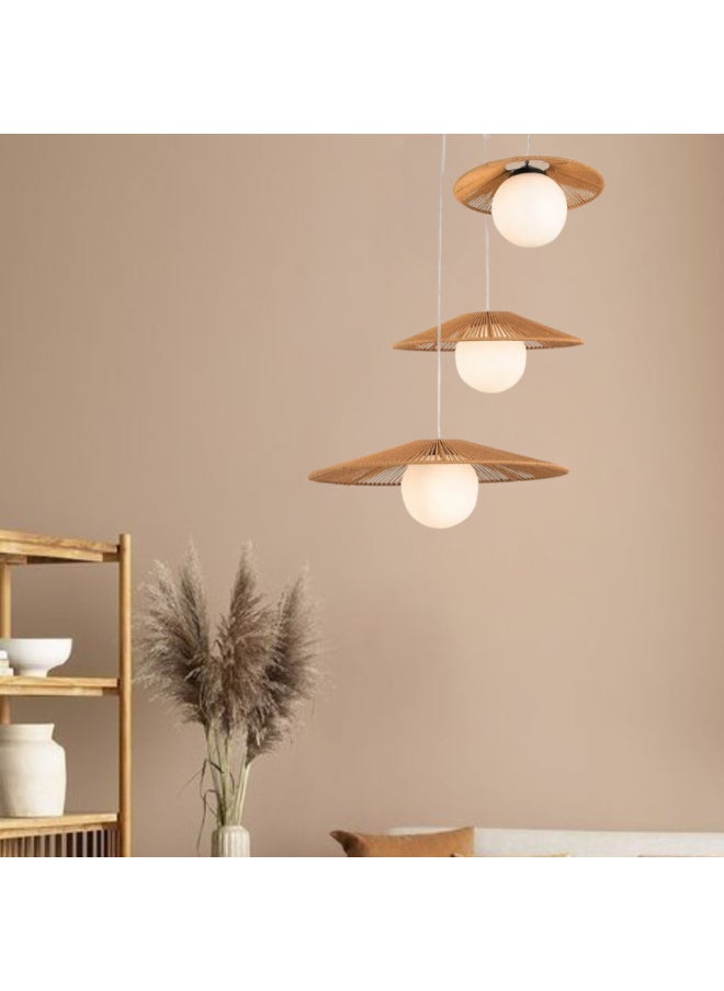 tbshomelamp Macrame-Boho Fabric Celling Lighting Beige 75x60 cm  - Image 3
