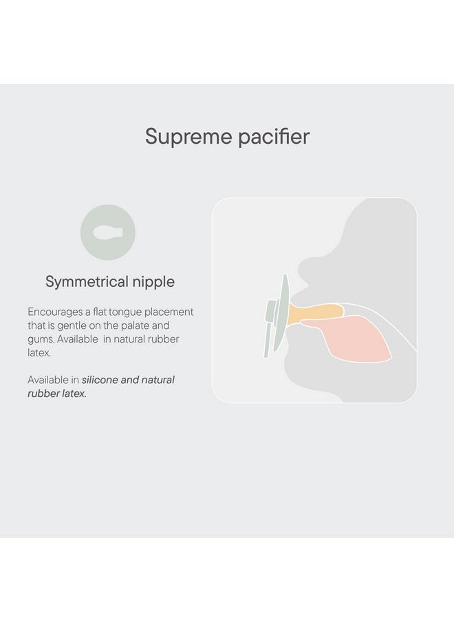 BIBS Pacifiers - Supreme Collection | Symmetrical Nipple | Silicone | Made in Denmark | Set of 2 Ivory/Sage Color Premium Soothers | Size 6-18 Months