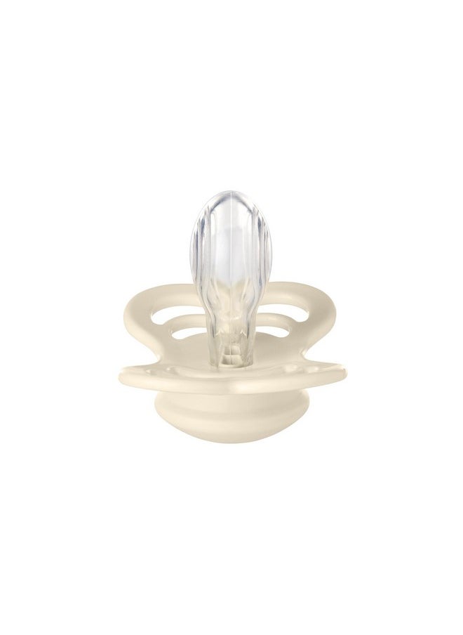 BIBS Pacifiers - Supreme Collection | Symmetrical Nipple | Silicone | Made in Denmark | Set of 2 Ivory/Sage Color Premium Soothers | Size 6-18 Months