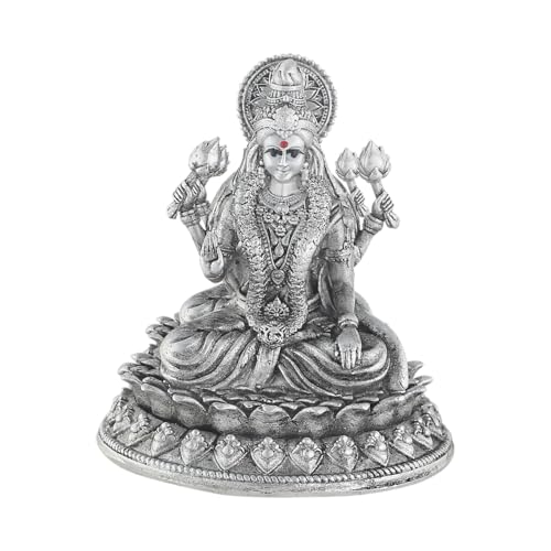 PRD CARATCAFE Silver Laxmi Murti for Car Dashboard, Home & Office Use Made in Pure 925 Solid Chandi Metal Idol of Maa Lakshmi. Antique Gift Item for All Occasions & Festivals. (25 Grams Approx) - Image 1