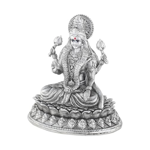 PRD CARATCAFE Silver Laxmi Murti for Car Dashboard, Home & Office Use Made in Pure 925 Solid Chandi Metal Idol of Maa Lakshmi. Antique Gift Item for All Occasions & Festivals. (25 Grams Approx) - Image 3