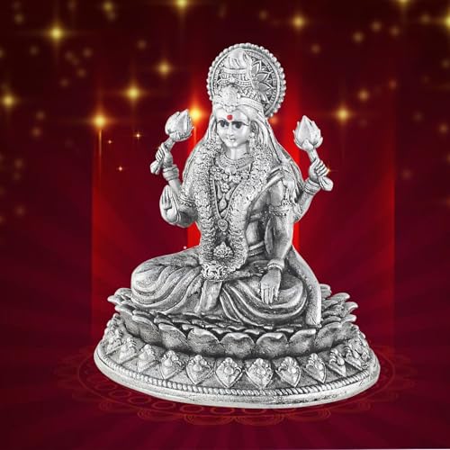 PRD CARATCAFE Silver Laxmi Murti for Car Dashboard, Home & Office Use Made in Pure 925 Solid Chandi Metal Idol of Maa Lakshmi. Antique Gift Item for All Occasions & Festivals. (25 Grams Approx) - Image 2