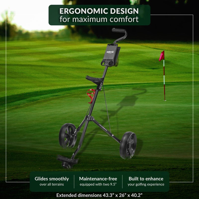 Caddytek CaddyLite 5.8 Deluxe Golf Pull Cart - Lightweight Folding 2 Wheel Golf Cart with Compact Design, Ergonomic Handle, Maintenance-Free Wheels, Mesh Net Storage, Portable and Trunk Friendly - Image 4
