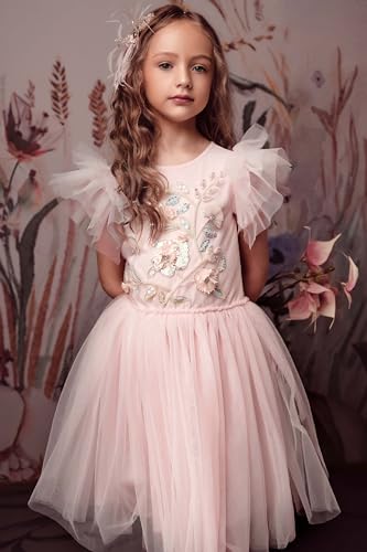 TUTULAND Tutu Dress for Girls - Embroidered Tulle Tiered Layered Flower Toddler Dress for Wedding & Birthday - Image 3