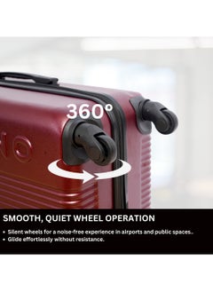 GIORDANO GIORDANO Logo Series Check-In Large Suitcase Maroon, ABS Hard Shell Lightweight Durable 4 Wheels Luggage Trolley Bag 28" With Secure 3 Digit Number Lock.  - Image 3