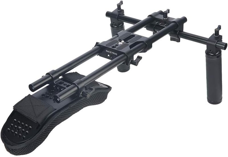 NICEYRIG 15mm Shoulder Pad Support System for DSLR Camera Cinema Camcorder, Shoulder Mount Rig with Base Plate, Aluminum Alloy 16'' 15mm Rod, Handle Set - 435 - Image 1